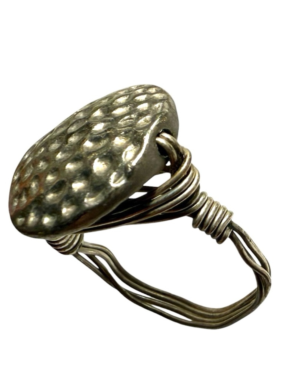 Vintage Artisan Hammered Silver Dome Ring